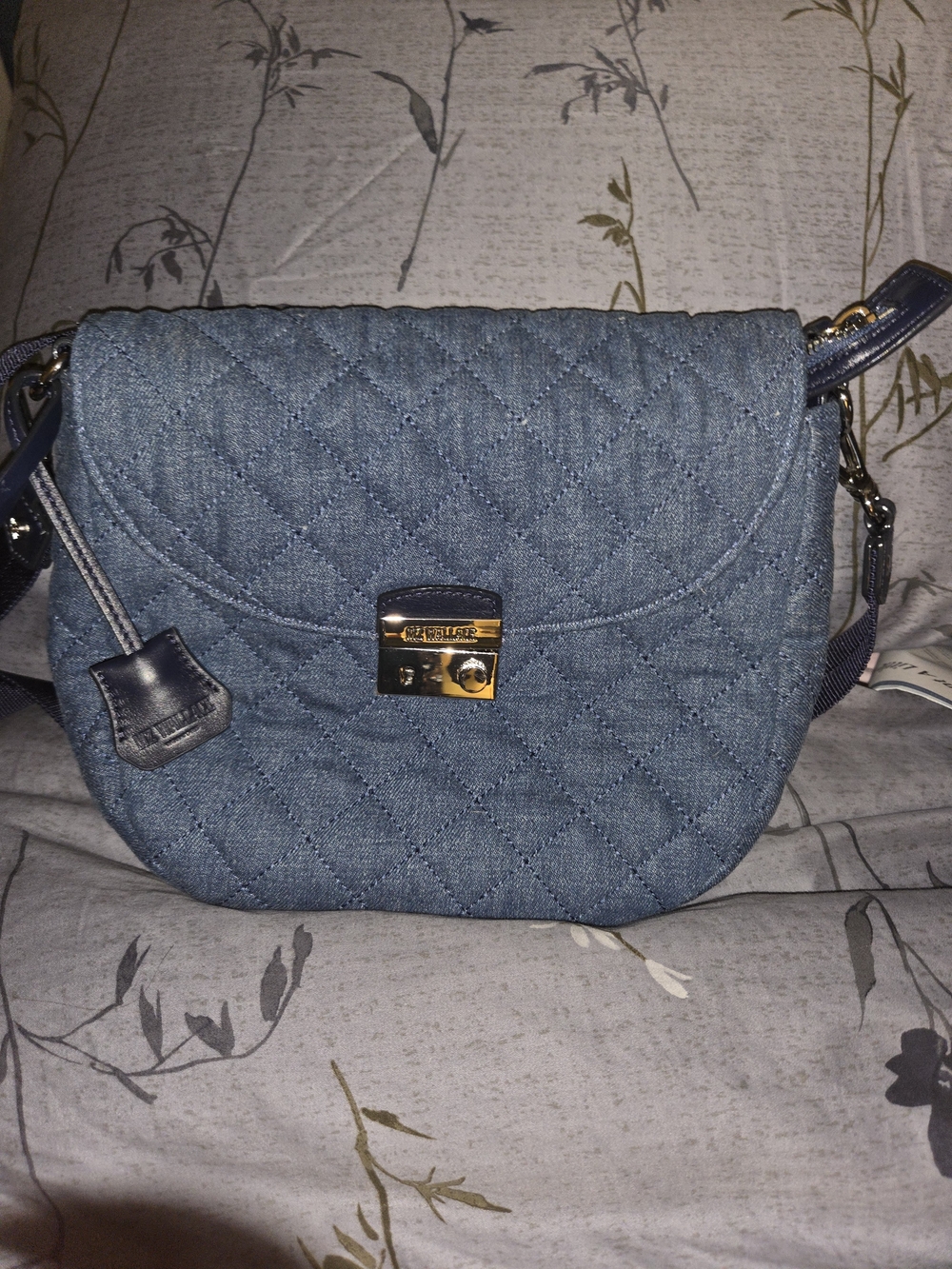 Mz Wallace Saddle Quilted Denim Crossbody Bag - Blue